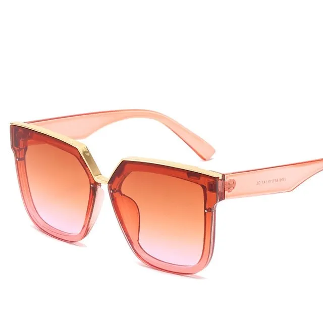 Anti-Reflective Mirror Gradient Lens Oversized Retro Square Sunglasses