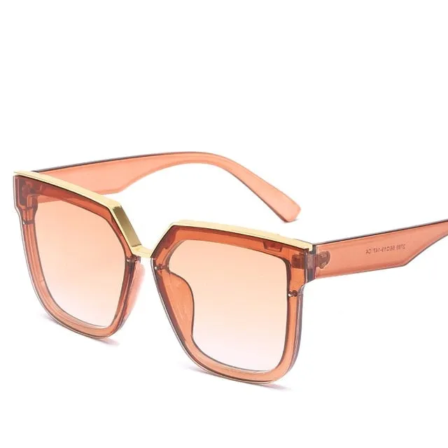Anti-Reflective Mirror Gradient Lens Oversized Retro Square Sunglasses