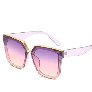 Anti-Reflective Mirror Gradient Lens Oversized Retro Square Sunglasses