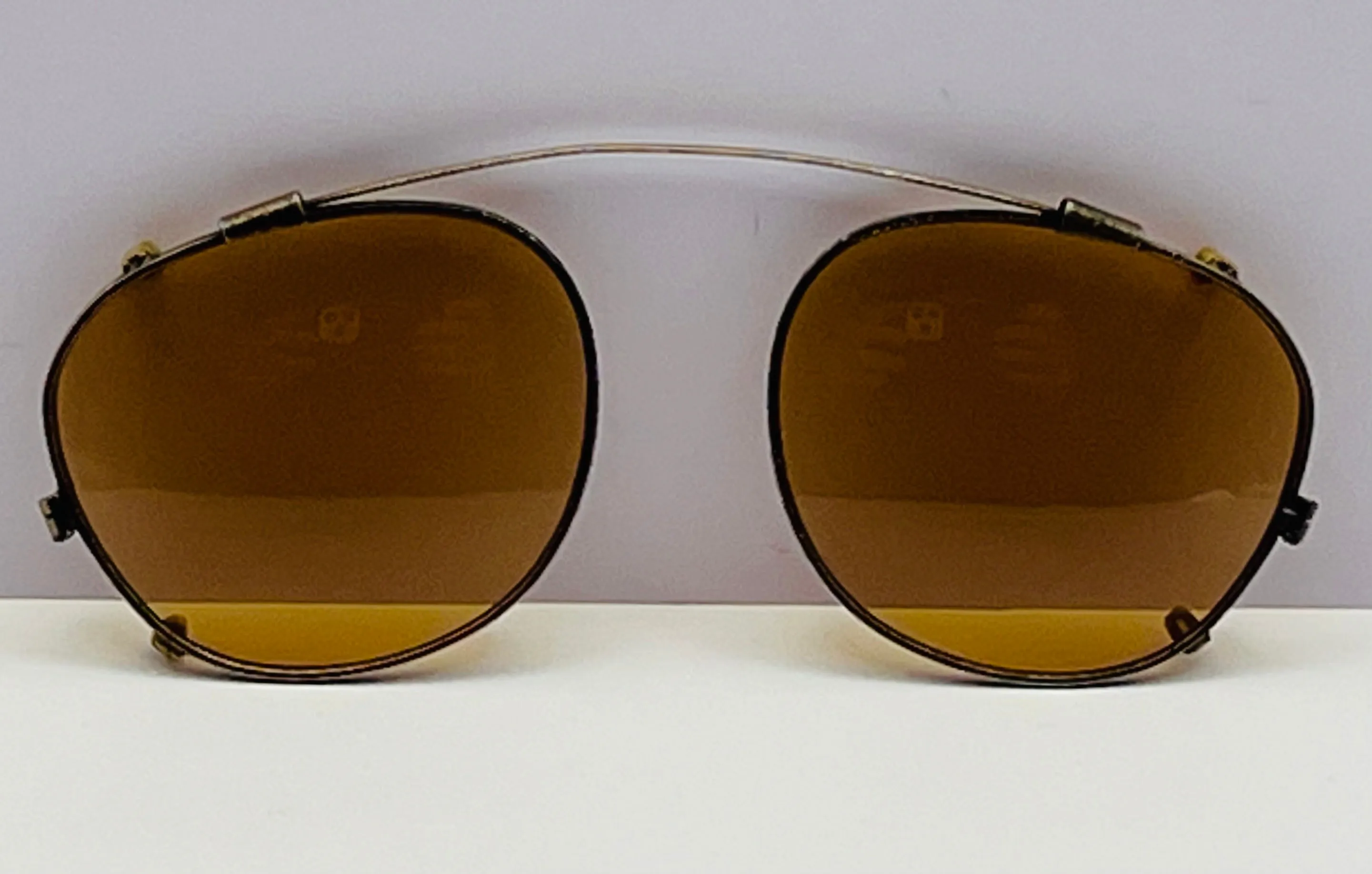 ANTIQUE 45mm ClipOn-Gold Engravings and Patina with Brand New Berko’s Designs Lenses™️ Custom Solid Persimmon Lenses