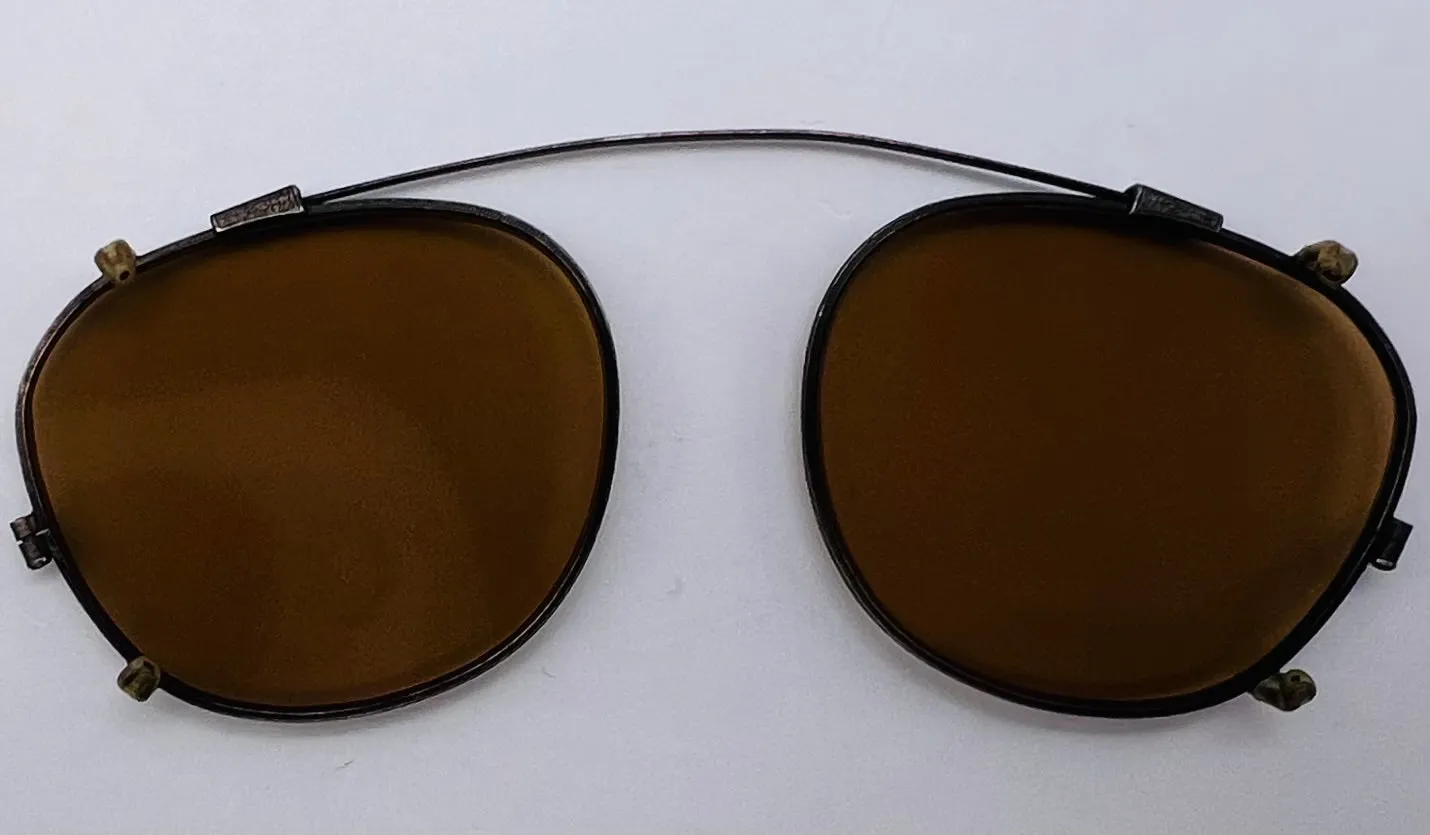 ANTIQUE 45mm ClipOn-Gold Engravings and Patina with Brand New Berko’s Designs Lenses™️ Custom Solid Persimmon Lenses