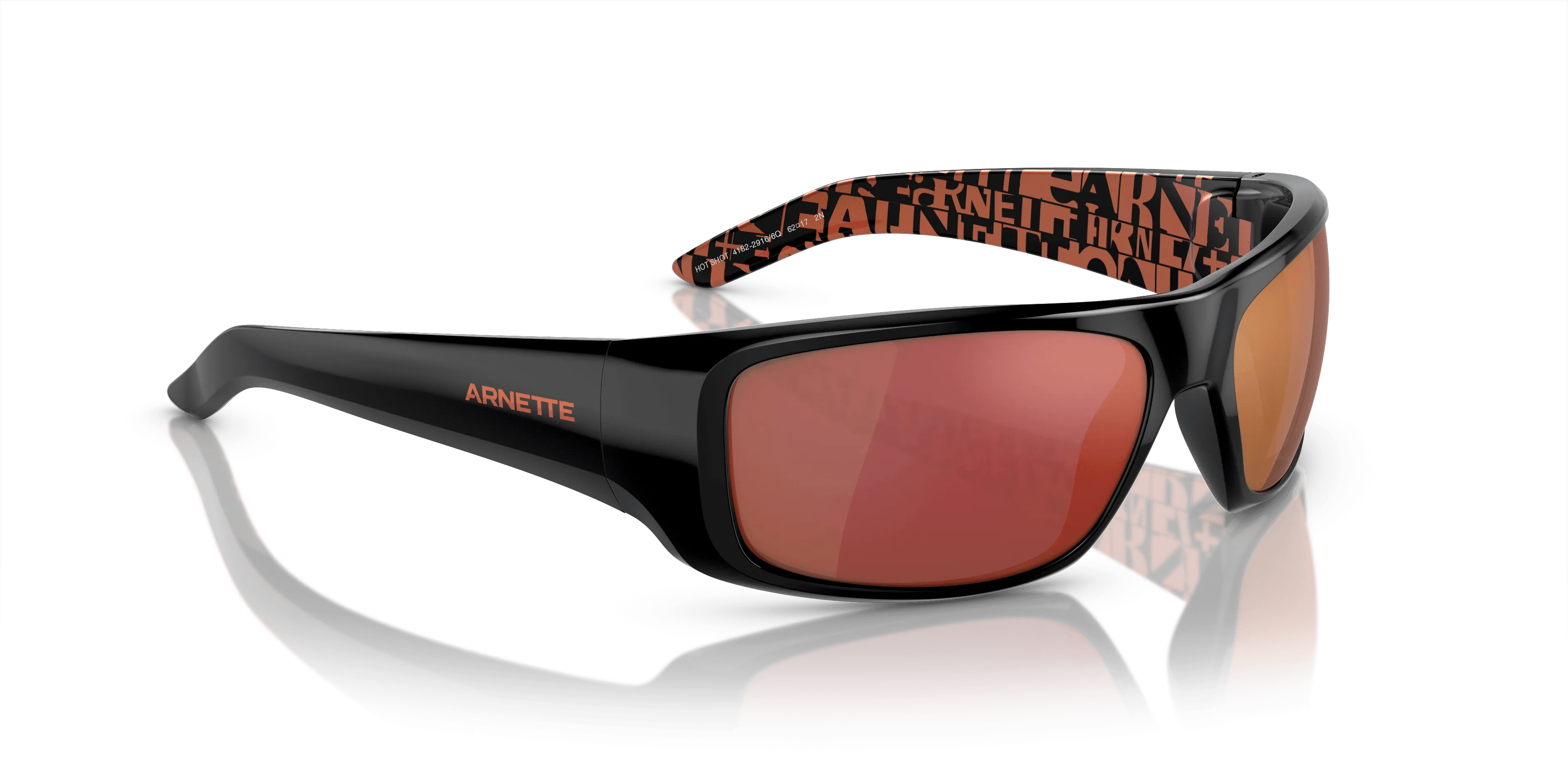 Arnette AN 4182 2189-6Q Hot Shot - Gloss Black-Red by Arnette for Men - 62-17-130 mm Sunglasses