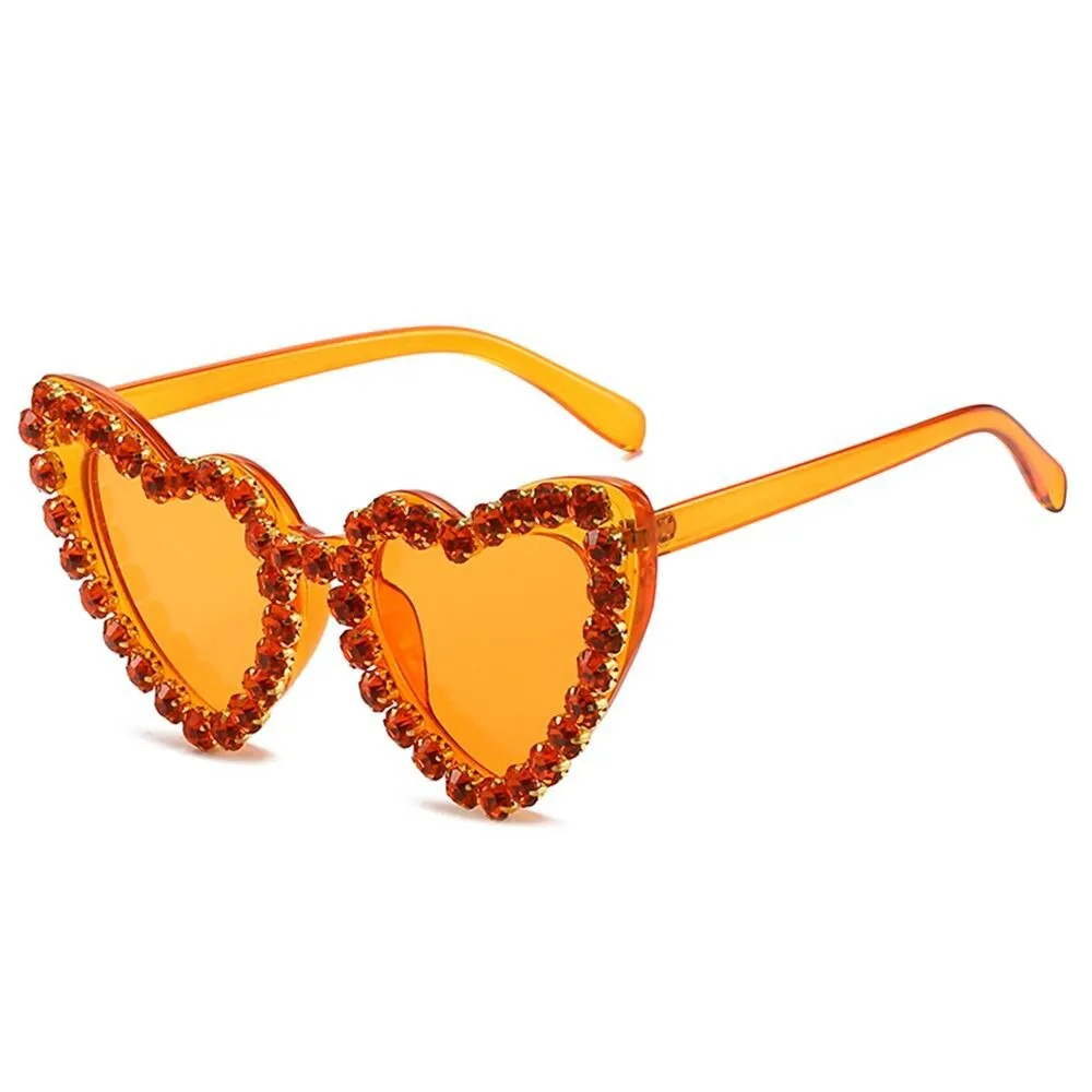 Ashore Shop Women Sunglasses Fashion Heart Shape Sunglass Rhinestones Decoration Sun Glasses Retro UV400 Gradients Shades Eyewear