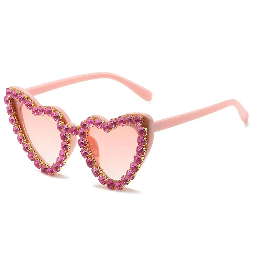Ashore Shop Women Sunglasses Fashion Heart Shape Sunglass Rhinestones Decoration Sun Glasses Retro UV400 Gradients Shades Eyewear