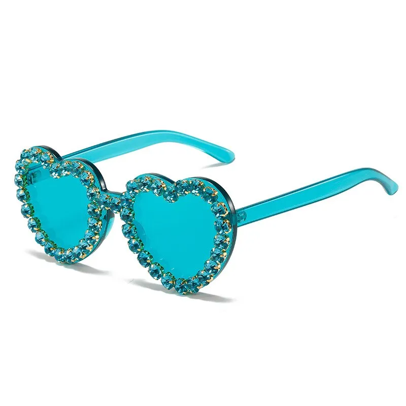 Ashore Shop Women Sunglasses Fashion Heart Shape Sunglass Rhinestones Decoration Sun Glasses Retro UV400 Gradients Shades Eyewear