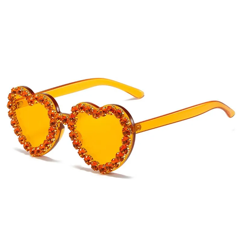 Ashore Shop Women Sunglasses Fashion Heart Shape Sunglass Rhinestones Decoration Sun Glasses Retro UV400 Gradients Shades Eyewear