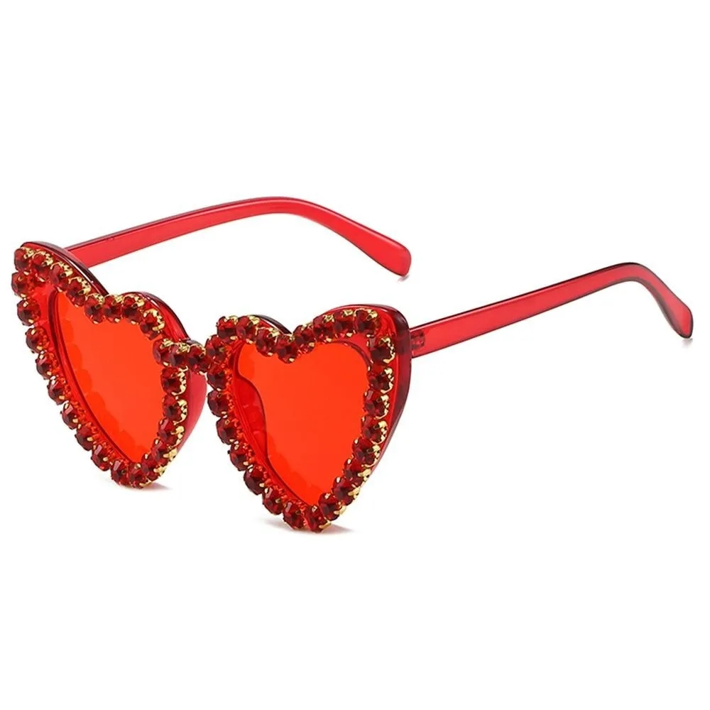 Ashore Shop Women Sunglasses Fashion Heart Shape Sunglass Rhinestones Decoration Sun Glasses Retro UV400 Gradients Shades Eyewear