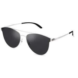 AVAWAY Oversized Mirrored Womens Sunglasses Ladies Eyewear with Super Light Metal Frame, 100% UV400 Nylon Lens Oversized - Women, Black