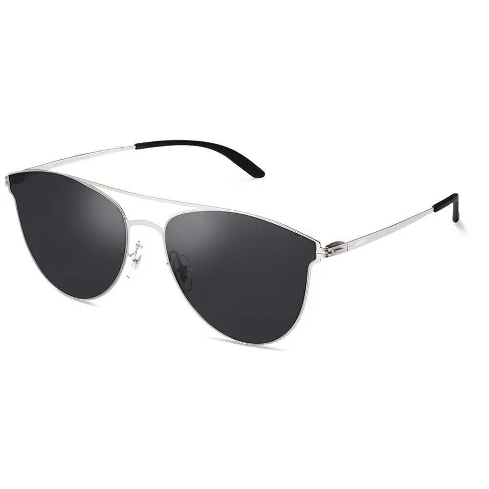 AVAWAY Oversized Mirrored Womens Sunglasses Ladies Eyewear with Super Light Metal Frame, 100% UV400 Nylon Lens Oversized - Women, Black