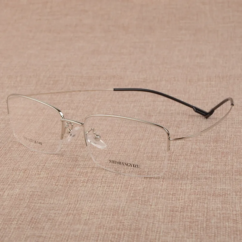 Bclear Men's Eyeglasses Large Face Semi Rim Titanium Alloy S879