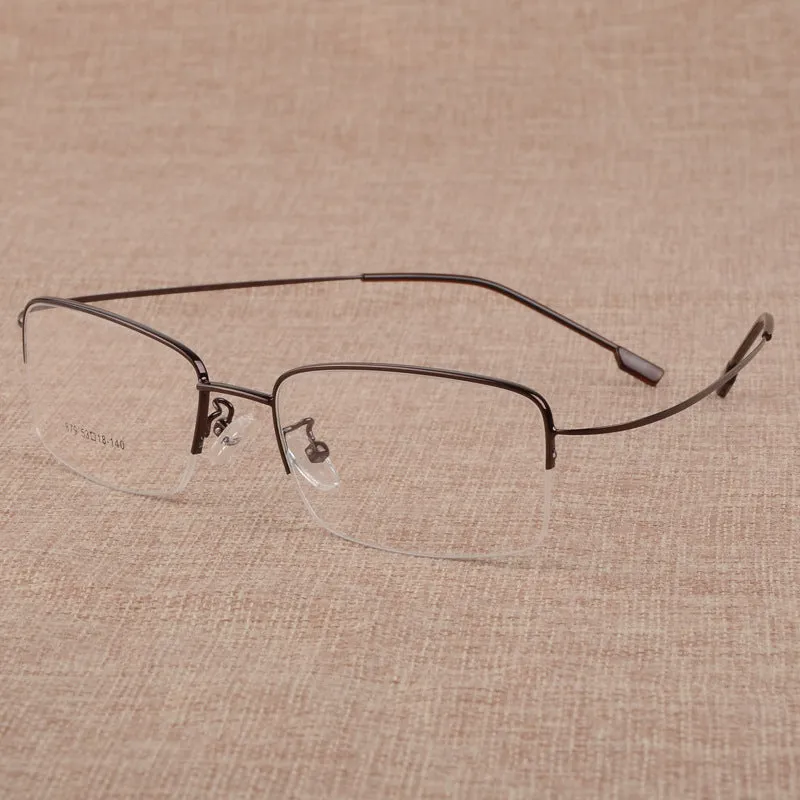 Bclear Men's Eyeglasses Large Face Semi Rim Titanium Alloy S879