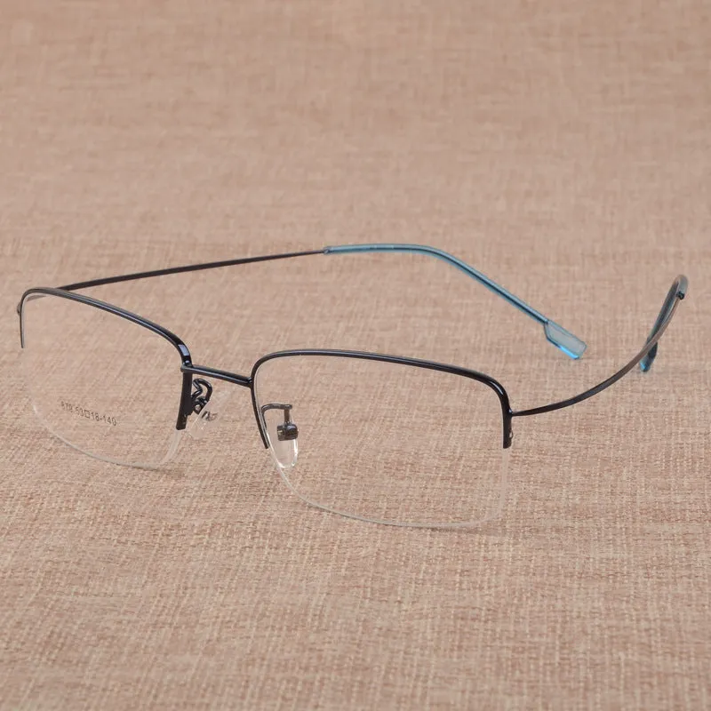 Bclear Men's Eyeglasses Large Face Semi Rim Titanium Alloy S879