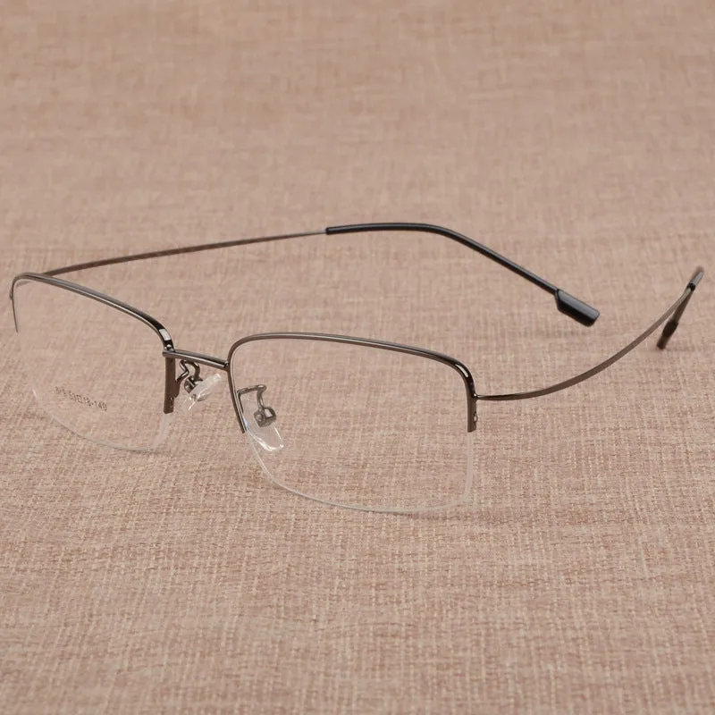 Bclear Men's Eyeglasses Large Face Semi Rim Titanium Alloy S879