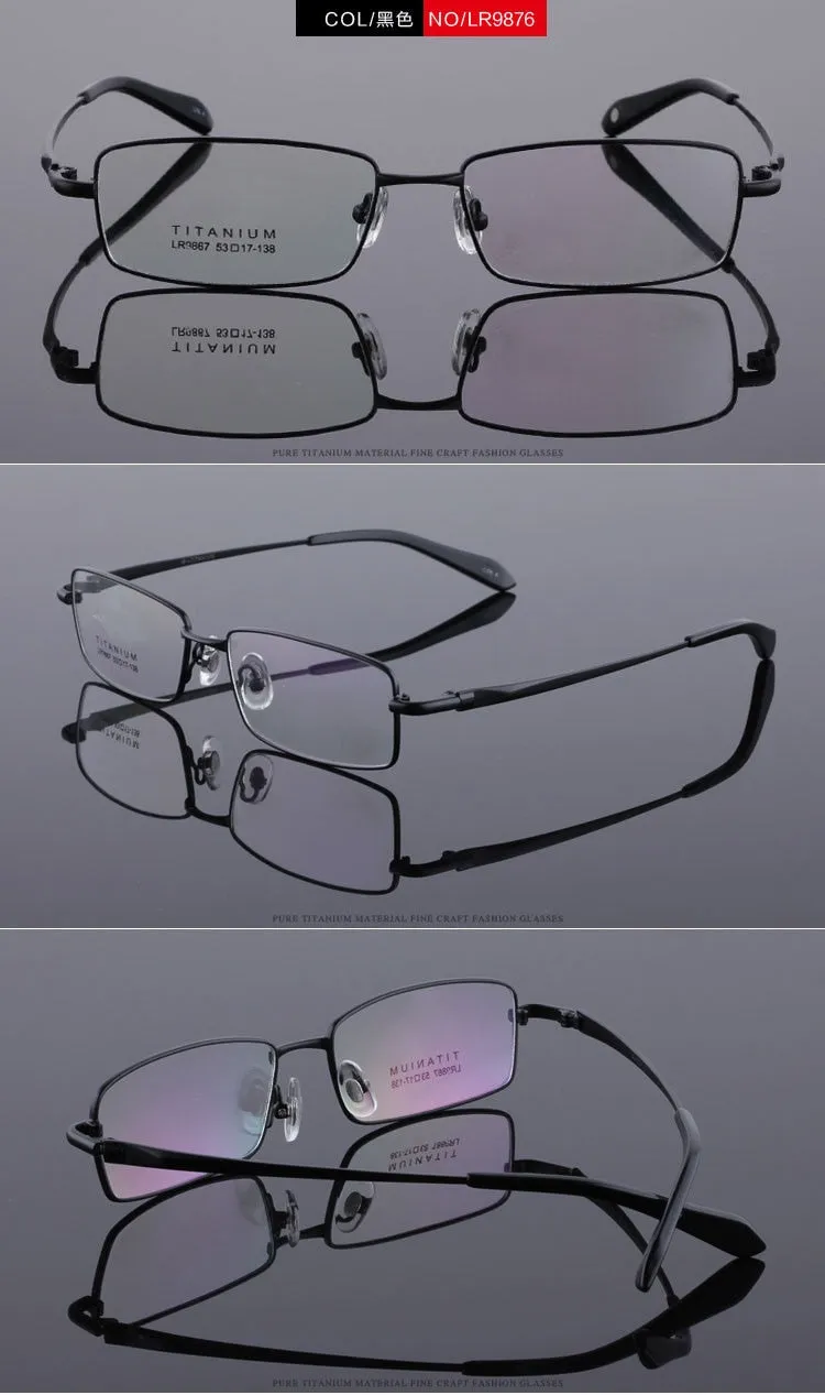 Bclear Men's Full Rim Square Titanium Eyeglasses 9867