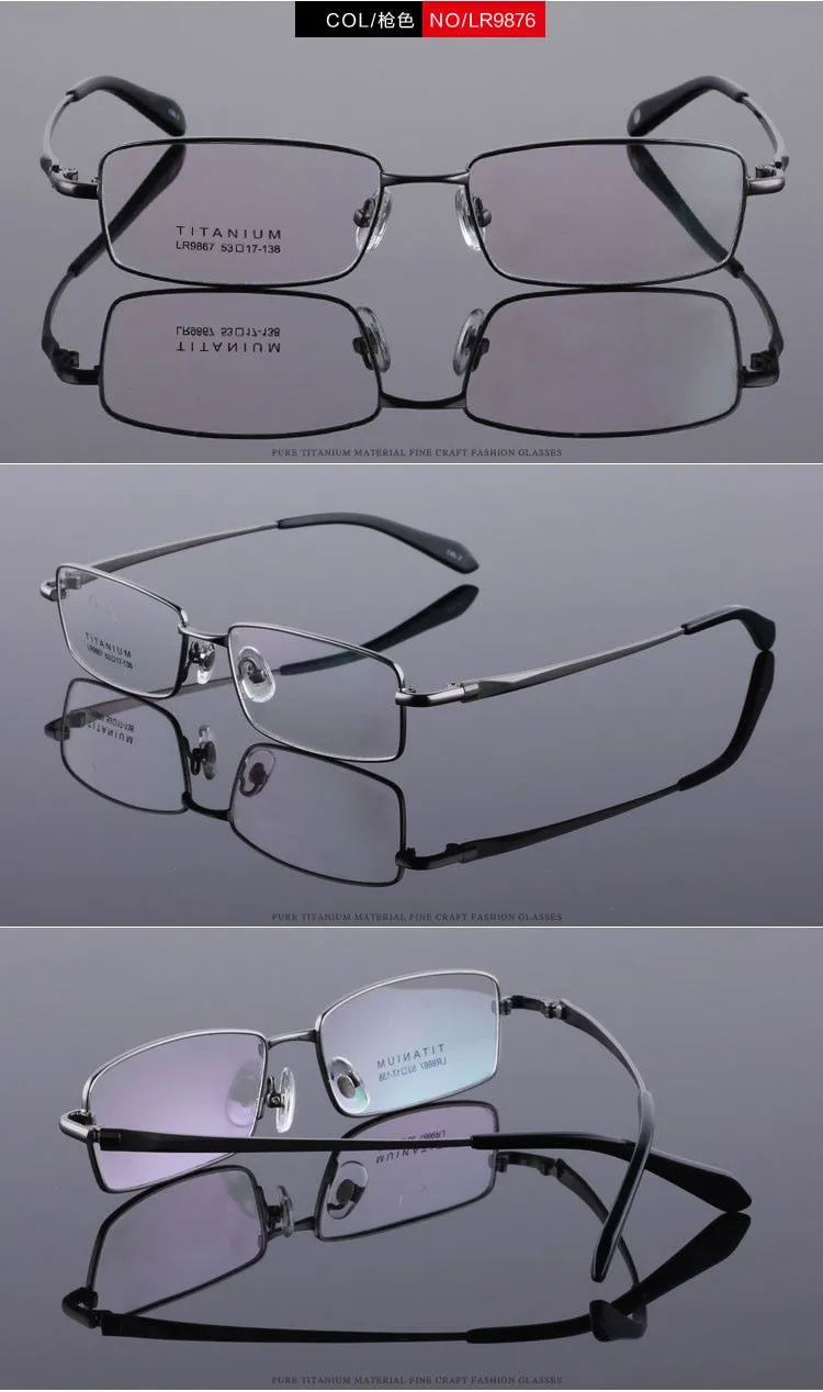 Bclear Men's Full Rim Square Titanium Eyeglasses 9867