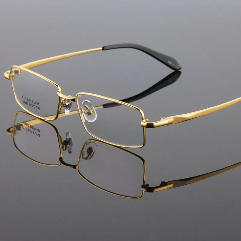 Bclear Men's Full Rim Square Titanium Eyeglasses 9867