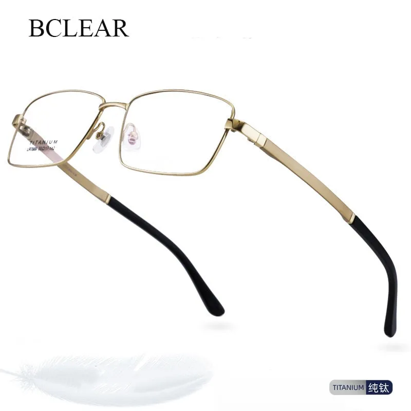 Bclear Men's Full Rim Square Titanium Eyeglasses Lb7889