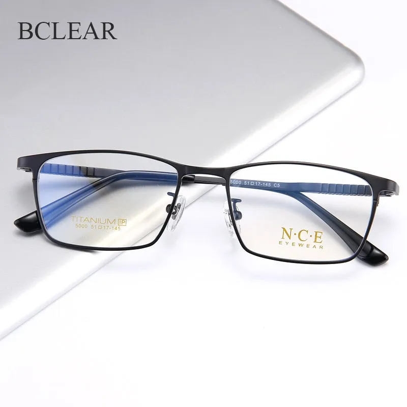 Bclear Men's Full Rim Square Titanium Eyeglasses My5000