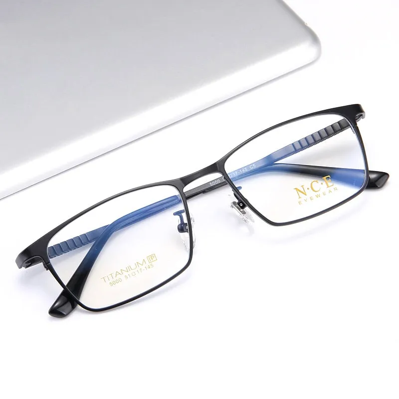 Bclear Men's Full Rim Square Titanium Eyeglasses My5000