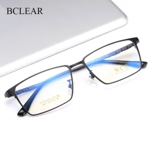 Bclear Men's Full Rim Square Titanium Eyeglasses My5001