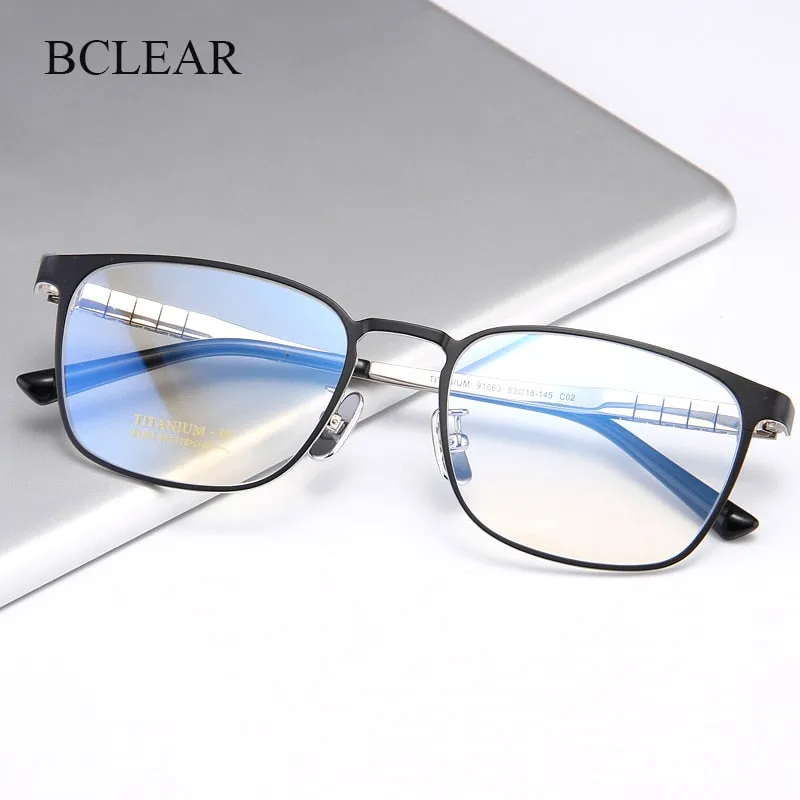 Bclear Men's Full Rim Square Titanium Eyeglasses My91063