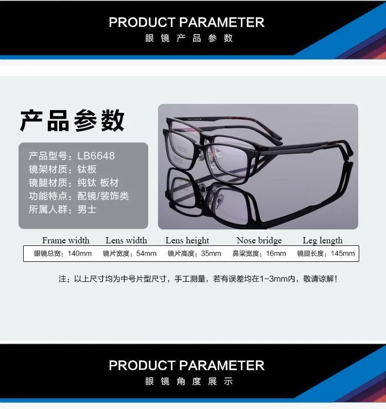 Bclear Men's Full Rim Titanium Acetate Eyeglasses 6648