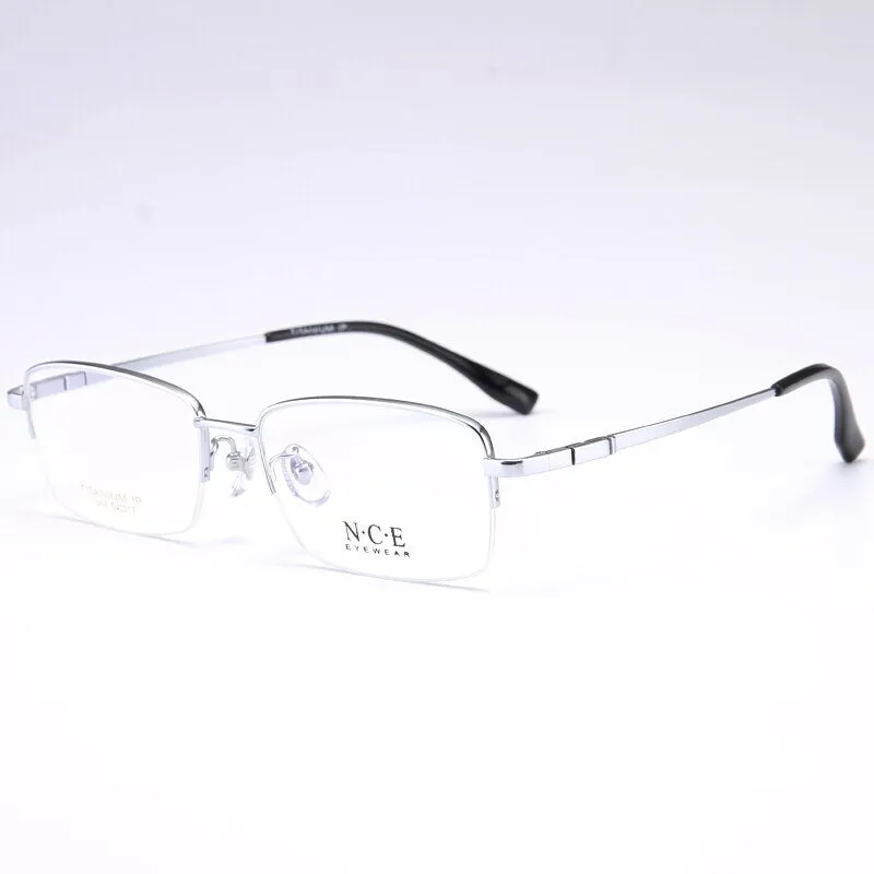 Bclear Men's Semi Rim Rectangle Titanium Frame Eyeglasses My008