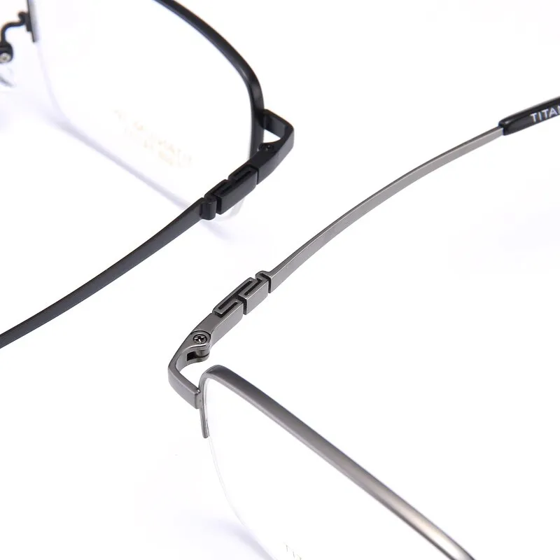 Bclear Men's Semi Rim Rectangle Titanium Frame Eyeglasses My008