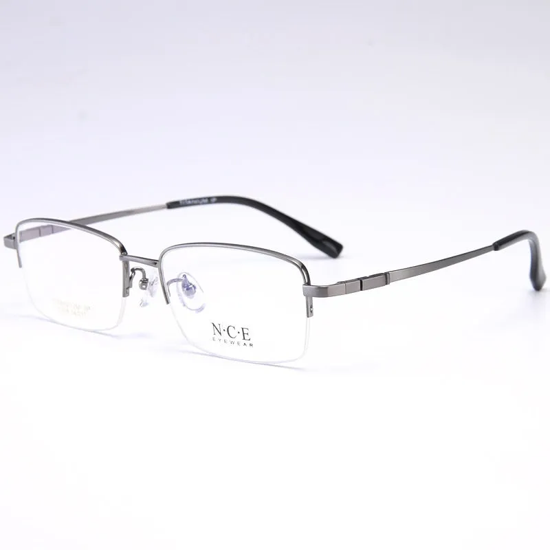 Bclear Men's Semi Rim Rectangle Titanium Frame Eyeglasses My008