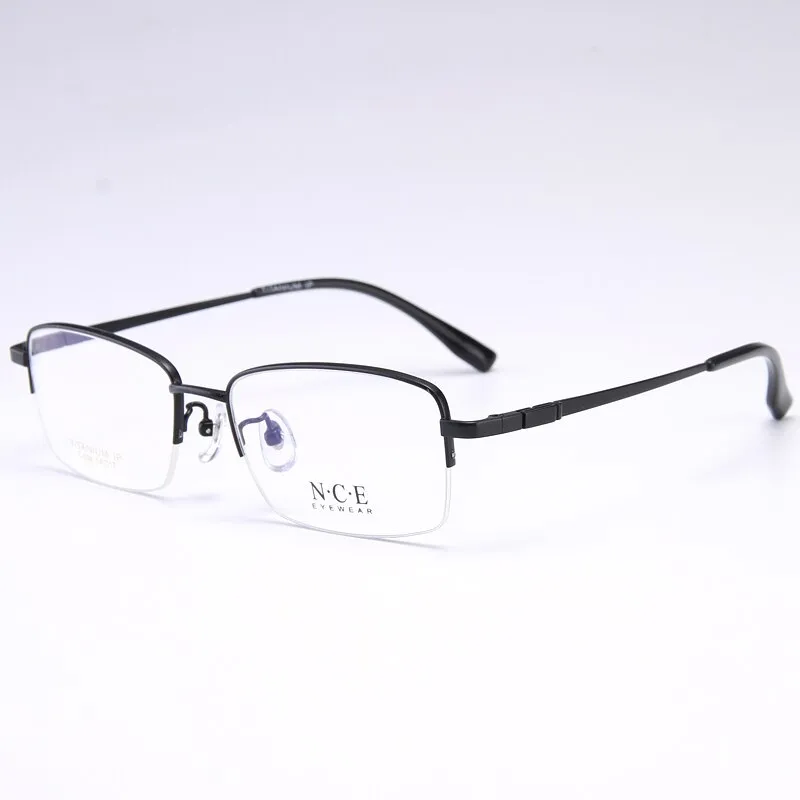 Bclear Men's Semi Rim Rectangle Titanium Frame Eyeglasses My008