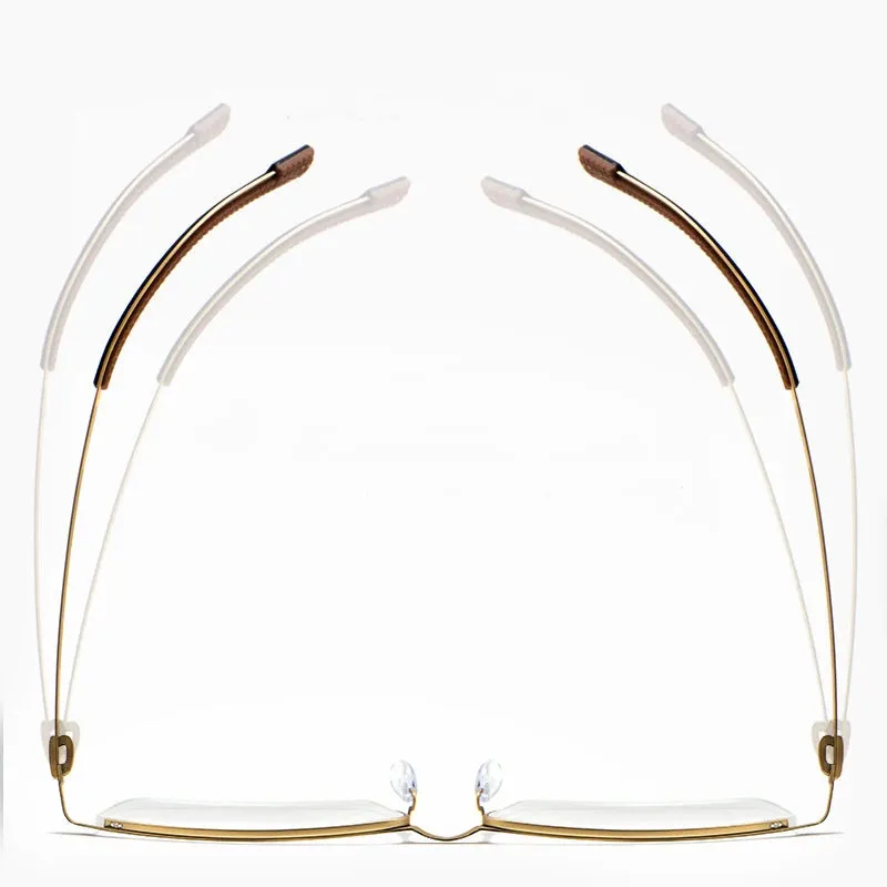 Bclear Men's Semi Rim Square Brow Line Titanium Eyeglasses 0129