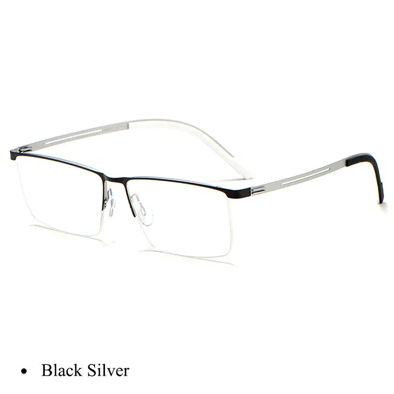 Bclear Men's Semi Rim Square Brow Line Titanium Eyeglasses 0129