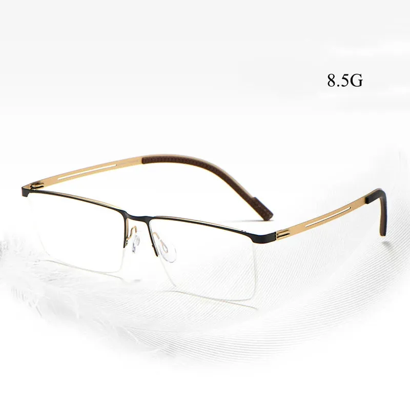 Bclear Men's Semi Rim Square Brow Line Titanium Eyeglasses 0129