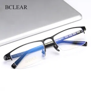 Bclear Men's Semi Rim Square Titanium Eyeglasses My91068