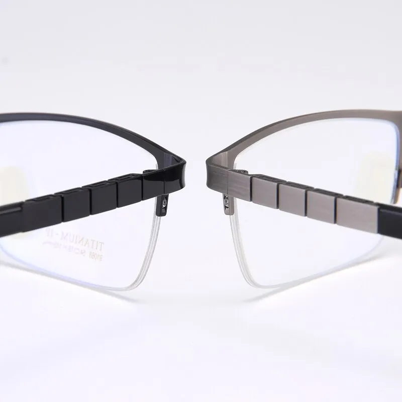 Bclear Men's Semi Rim Square Titanium Eyeglasses My91068