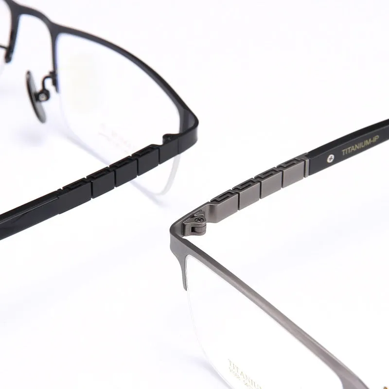 Bclear Men's Semi Rim Square Titanium Eyeglasses My91068