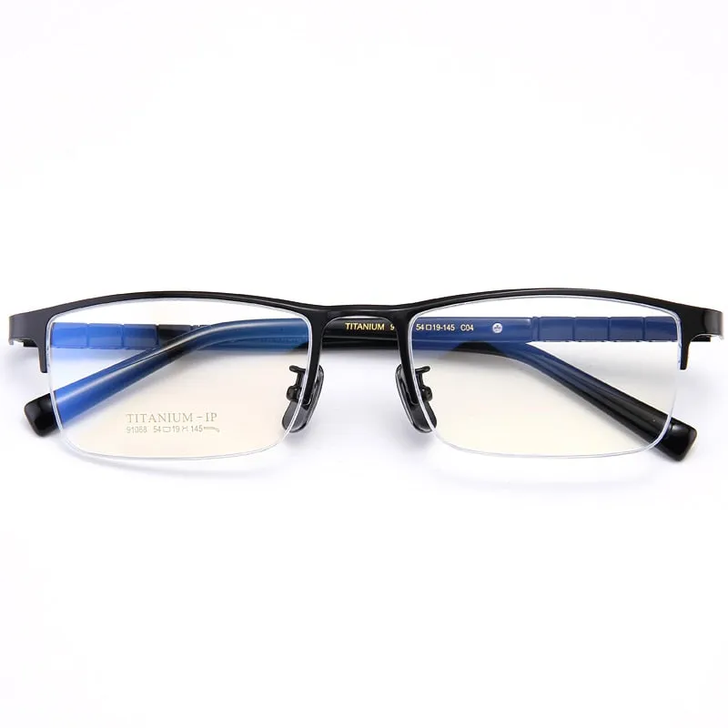 Bclear Men's Semi Rim Square Titanium Eyeglasses My91068
