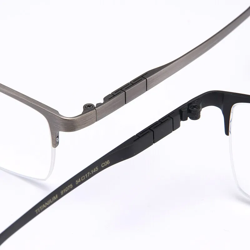 Bclear Men's Semi Rim Square Titanium Eyeglasses My91075