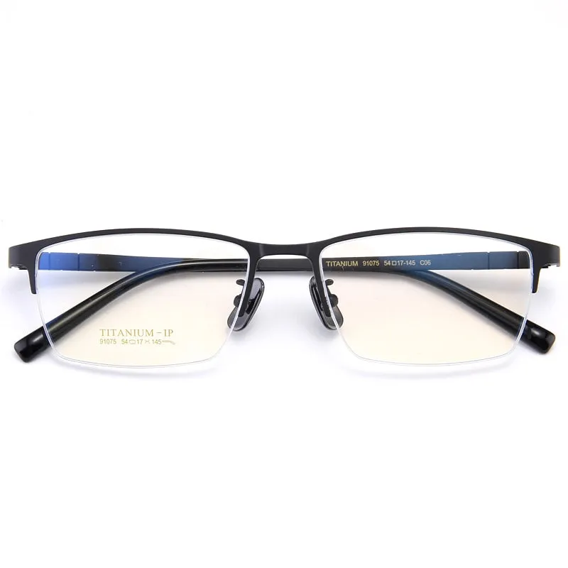 Bclear Men's Semi Rim Square Titanium Eyeglasses My91075