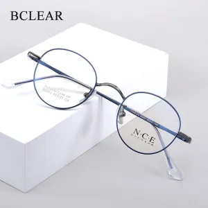 Bclear Unisex Eyeglasses Titanium Round Full Rim Sc88303
