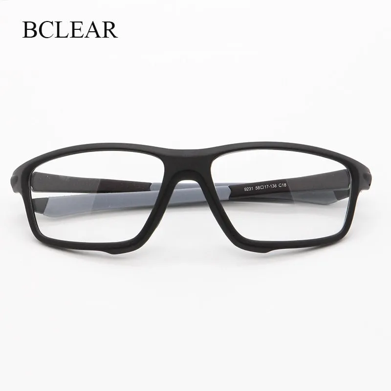 Bclear Unisex Full Rim Irregular Square Tr 90 Titanium Sport Eyeglasses 9231