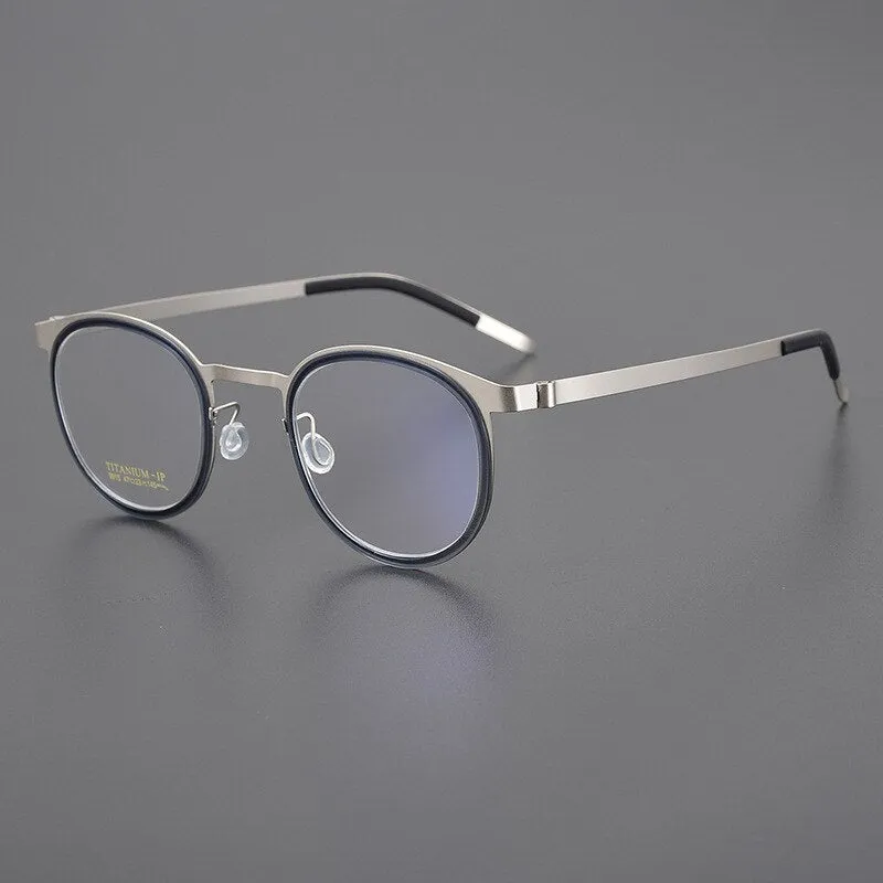 Bclear Unisex Full Rim Round Titanium Eyeglasses My9915