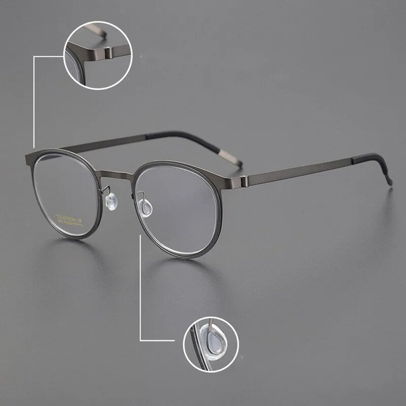 Bclear Unisex Full Rim Round Titanium Eyeglasses My9915