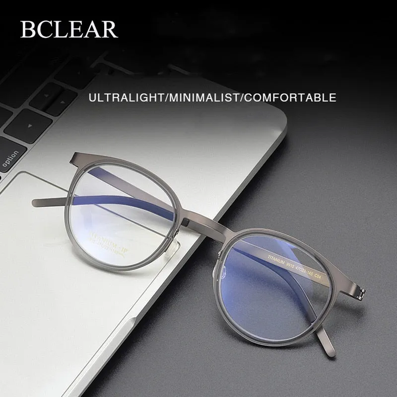 Bclear Unisex Full Rim Round Titanium Eyeglasses My9915