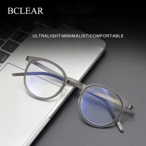 Bclear Unisex Full Rim Round Titanium Eyeglasses My9915
