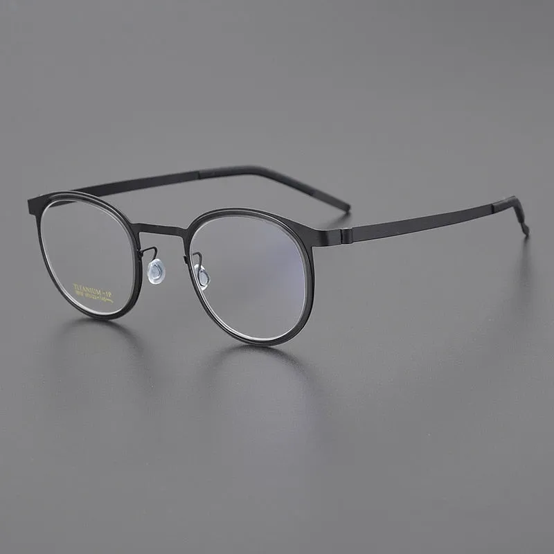 Bclear Unisex Full Rim Round Titanium Eyeglasses My9915