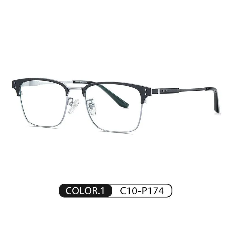 Bclear Unisex Full Rim Square Eyebrow Line Titanium Eyeglasses Wd916