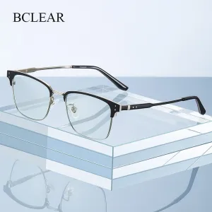 Bclear Unisex Full Rim Square Eyebrow Line Titanium Eyeglasses Wd916