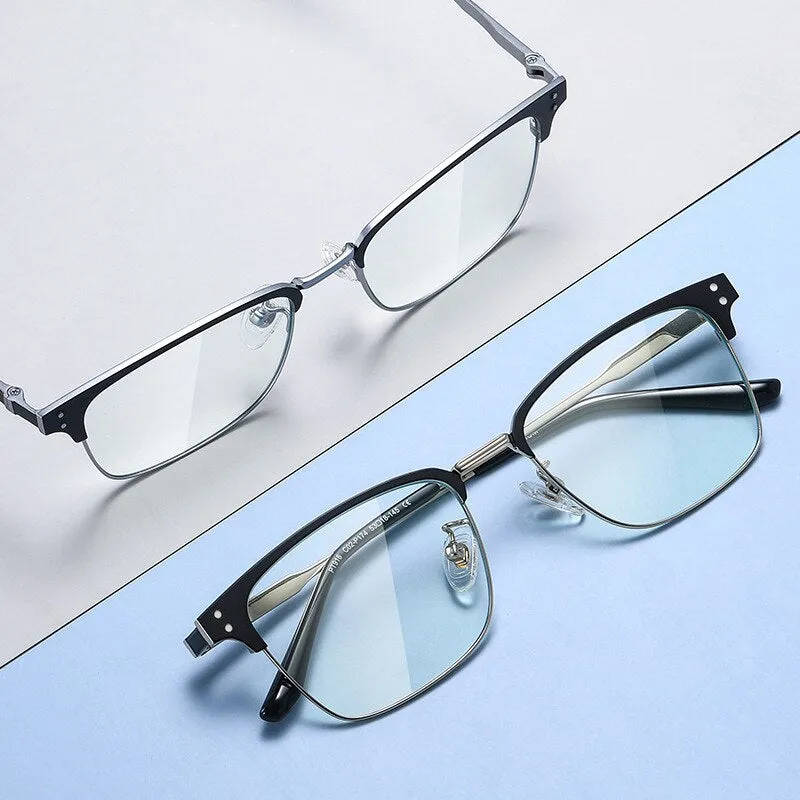 Bclear Unisex Full Rim Square Eyebrow Line Titanium Eyeglasses Wd916