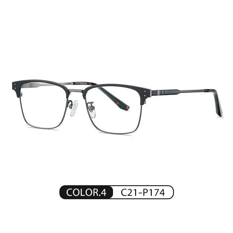 Bclear Unisex Full Rim Square Eyebrow Line Titanium Eyeglasses Wd916